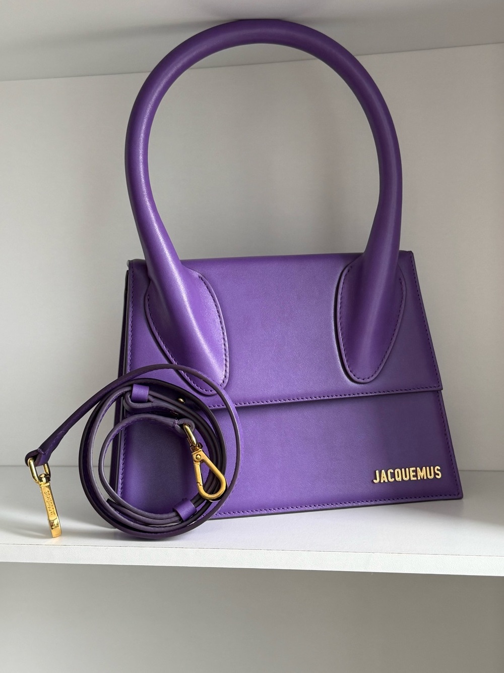Jacquemus Le Chiquito Moyen Purple Leather Top Handle Bag Medium